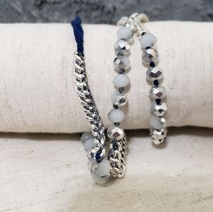Silver and blue wrap bracelet/necklace